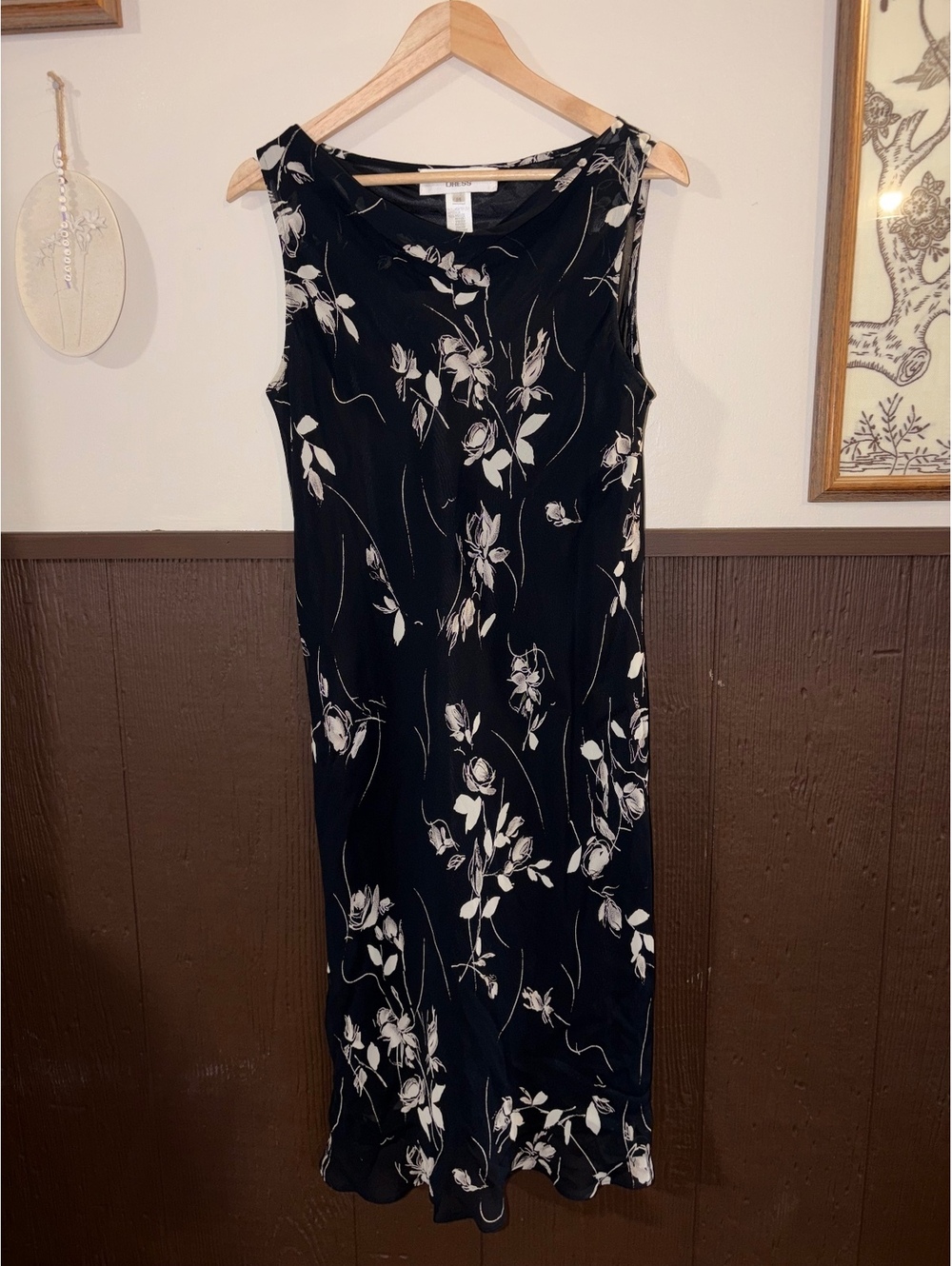 Jones New York Floral Monochrome Boat Neck Slip Dress